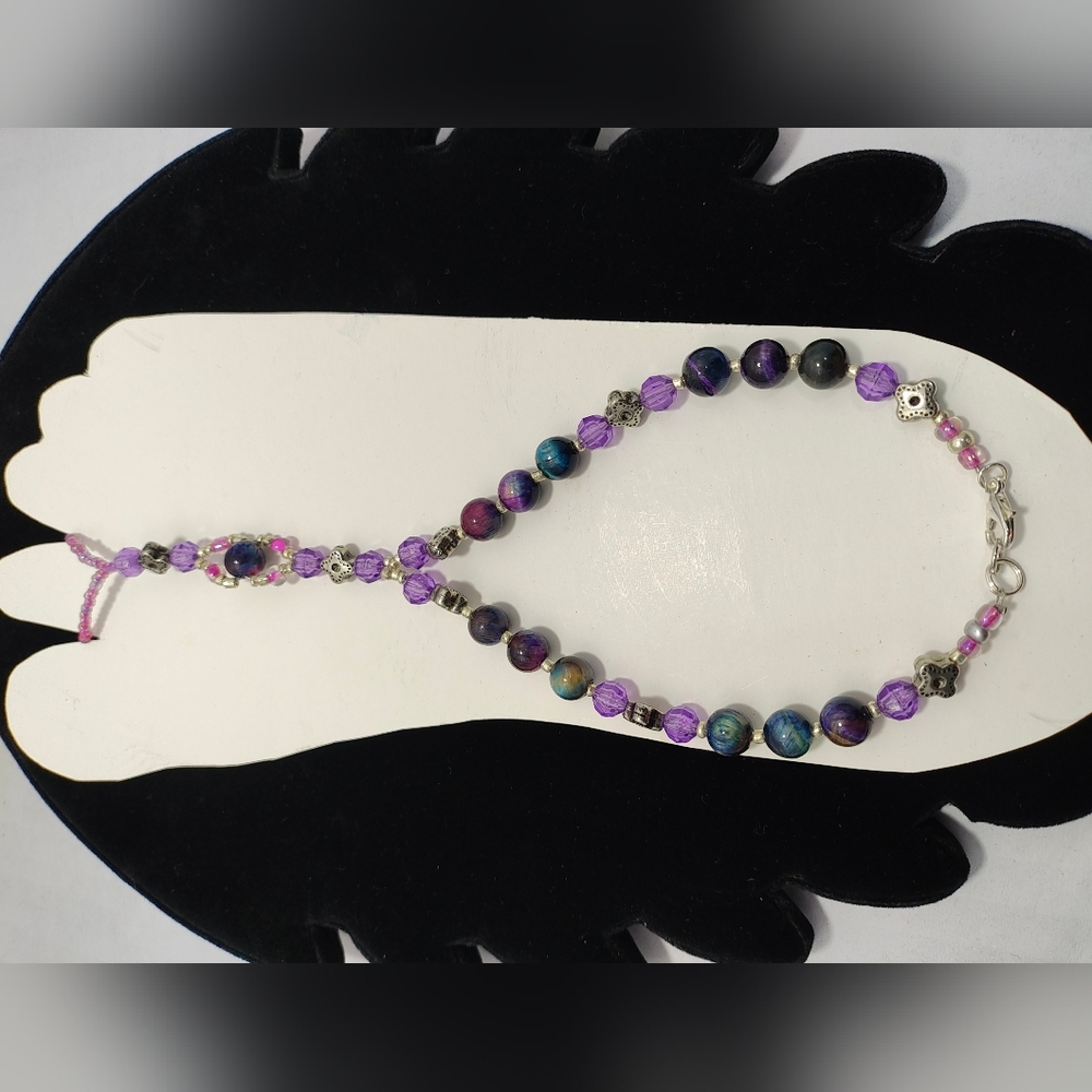 Elegant Purple Beaded Barefoot Sandals